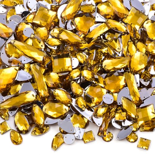 BLINGINBOX 300 Stück/Packung gemischte Formen Kristall Acryl Strasssteine zum Aufnähen,zum Nähen von Strasssteinen (Topas) von BLINGINBOX