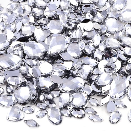 BLINGINBOX 300 Stück Acryl-Strasssteine zum Aufnähen mit flacher Rückseite, Edelsteine mit 2 Löchern, verschiedene Formen und Größen, Schmuck, Edelsteine für Kleidung, DIY, Handwerk, Kleid, Schuhe, BLINGINBOX 300 Stück Acryl-Strasssteine zum Aufnähen mit flacher Rückseite, Edelsteine mit 2 Löchern, verschiedene Formen und Größen, Schmuck, Edelsteine für Kleidung, DIY, Handwerk, Kleid, Schuhe, von BLINGINBOX
