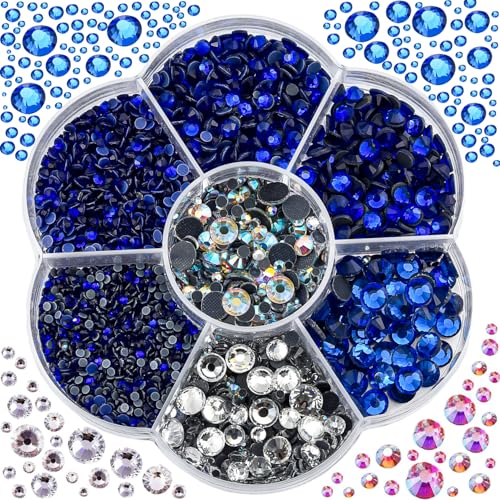 BLINGINBOX 3000 Stück Mischgrößen DMC Hot Fix Rhinestone Glas Strass Rot Hotfix Strasssteine Eisen auf Steinen für Kleidungsstück (Sapphire) von BLINGINBOX
