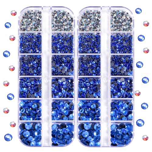 BLINGINBOX DMC Hotfix Rhinestone 2 Box Total 5200 Pieces Mixed Size Round Crystals Glass Gems for Costume Jewelry Making (Lt.sapphire) von BLINGINBOX