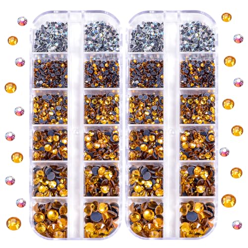 BLINGINBOX DMC Hotfix Rhinestone 2 Box Total 5200 Pieces Mixed Size Round Crystals Glass Gems for Costume Jewelry Making (Topaz) von BLINGINBOX