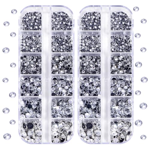 BLINGINBOX DMC Hotfix-Strasssteine, insgesamt 5200 Stück, gemischte Größen, runde Kristalle, Glassteine für Kostüm-Schmuckherstellung (crystal) von BLINGINBOX