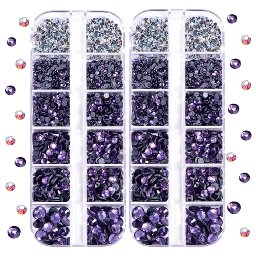 BLINGINBOX DMC Hotfix-Strasssteine, insgesamt 5200 Stück, gemischte Größen, runde Kristalle, Glassteine für Kostümschmuckherstellung (Tansanit) von BLINGINBOX