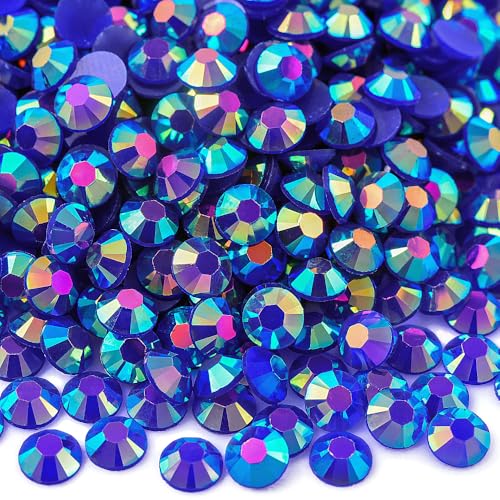 Blinginbox 1500 Stück 5 mm AB-Harz-Strasssteine mit flacher Rückseite, runde Gelee-Strasssteine für Nägel, Gesicht, Make-up, Becher, DIY Handwerk (Saphir AB) von BLINGINBOX