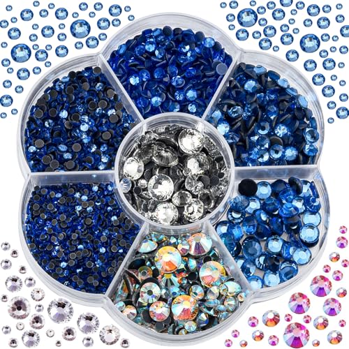 Blinginbox 3000 Stück gemischte Größen Kristalle AB DMC Hot Fix Strass Glas Strass Rot Hotfix Strasssteine zum Aufbügeln... Mixed size(ss6-ss30) It.sapphire von BLINGINBOX