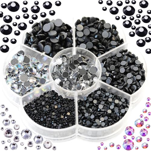 Blinginbox 3000 Stück gemischte Größen Kristalle AB DMC Hot Fix Strass Glas Strass Rot Hotfix Strasssteine zum Aufbügeln... Mixed size(ss6-ss30) jet von BLINGINBOX