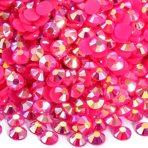 Blinginbox 500 Stück 6 mm AB-Harz-Strasssteine mit flacher Rückseite, runde Gelee-Strasssteine für Nägel, Gesicht, Make-up, Becher, DIY, Basteln, (Dk.Rose AB) von BLINGINBOX