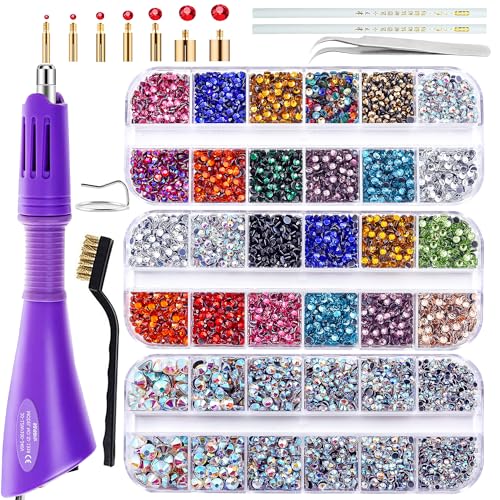 Blinginbox Hotfix Strass-Applikator-Werkzeug für Bastelarbeiten, Kleidung, Hotfix-Strass-Applikator-Set, Stift, Eisen, Bedazzler-Set mit 6000 runden Kristallen, Edelsteinen für Schuhe Blinginbox Hotfix Strass-Applikator-Werkzeug für Bastelarbeiten, Kleidung, Hotfix-Strass-Applikator-Set, Stift, Eisen, Bedazzler-Set mit 6000 runden Kristallen, Edelsteinen für Schuhe von BLINGINBOX