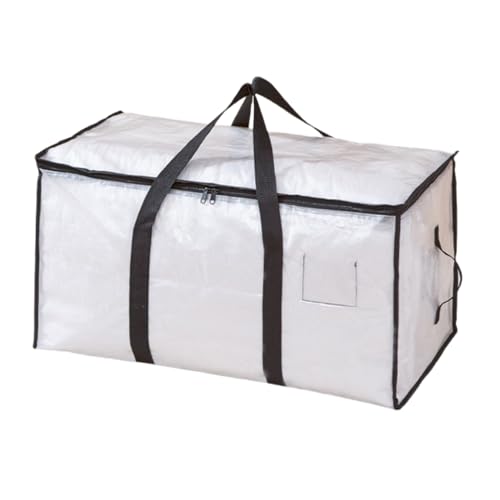 BLIRITEL Transparente, extra große Umzugstaschen, robuste, wasserdichte Aufbewahrungstasche mit verstärkten Griffen und Reißverschlüssen, transparenter Organizer für Kleidung, Bettwäsche, Schlafsaal von BLIRITEL
