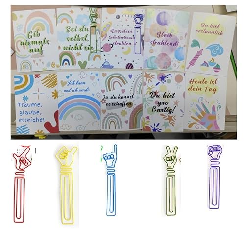 BLISSIQUEE Motivationskarten mit Lesezeichen Büroklammer Einschulung Geschenk 6-12 Jahre, 10 Achtsamkeitskarten Lesezeichen für Schulkind Schulanfang Positive Förderung Geschenk Mädchen Junge BLISSIQUEE Motivationskarten mit Lesezeichen Büroklammer Einschulung Geschenk 6-12 Jahre, 10 Achtsamkeitskarten Lesezeichen für Schulkind Schulanfang Positive Förderung Geschenk Mädchen Junge von BLISSIQUEE