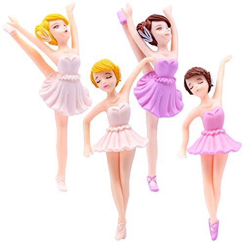 4 Stück Ballett Mädchen Miniatur Figur Spielzeug, Kuchen Topper Mädchen Geburtstagsdeko Ballerina Tortenaufleger Tanzende Deko Torte Kindergeburtstag Deko Puppenhaus Desktop Deko von BLLREMIPSUR