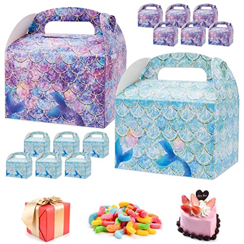 BLLREMIPSUR 12 Stück Meerjungfrau Geschenkboxen, Meerjungfrau Süßigkeiten Papierbox Party Boxen Süßigkeiten Beutel Party-Schachteln für Hochzeit Mermaid-Themenpartys von BLLREMIPSUR