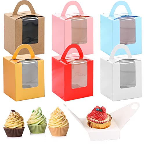 BLLREMIPSUR 24 Stück Einzelne Cupcake-Boxen mit Fenster, Papierschachteln Karton Geschenkboxen, Backwaren-Boxen mit Griffen und Pappeinsätzen, Geschenk-Box für Hochzeit, Geburtstag, Party BLLREMIPSUR 24 Stück Einzelne Cupcake-Boxen mit Fenster, Papierschachteln Karton Geschenkboxen, Backwaren-Boxen mit Griffen und Pappeinsätzen, Geschenk-Box für Hochzeit, Geburtstag, Party von BLLREMIPSUR