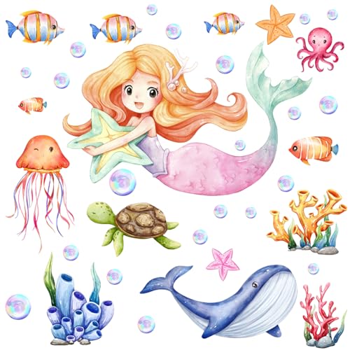 Meerjungfrau Wandtattoo, Kinderzimmer Leuchtend Wandaufkleber Mädchenzimmer Unterwasserwelt Leuchtsticker Meerjungfrau Prinzessin Leuchtaufkleber Wandsticker für Schlafzimmer Babyzimmer Meerjungfrau Wandtattoo, Kinderzimmer Leuchtend Wandaufkleber Mädchenzimmer Unterwasserwelt Leuchtsticker Meerjungfrau Prinzessin Leuchtaufkleber Wandsticker für Schlafzimmer Babyzimmer von BLLREMIPSUR