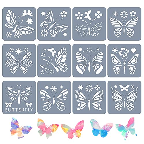 BLMHTWO 12 Stück Schmetterlings-Schablonen, Malschablonen Wiederverwendbar Wandschablone Schmetterling Blume Stern Schablonen Wandgestaltung für Malerei auf Holzwand, Boden, Kunst BLMHTWO 12 Stück Schmetterlings-Schablonen, Malschablonen Wiederverwendbar Wandschablone Schmetterling Blume Stern Schablonen Wandgestaltung für Malerei auf Holzwand, Boden, Kunst von BLMHTWO
