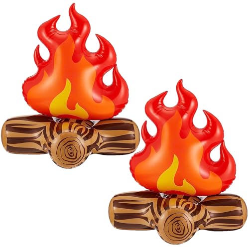 BLMHTWO Aufblasbares künstliches Lagerfeuer, 30,5 cm, künstliche Flamme, Camping-Requisiten für drinnen und draußen, Camping, Spielrequisiten, Feuer, aufblasbares Lagerfeuer, Party-Dekorationen, 2 von BLMHTWO