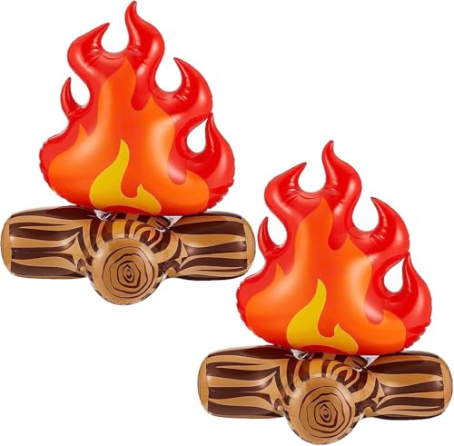 BLMHTWO 2 Stück Lagerfeuer Aufblasbar, 30cm Aufblasbares Feuer 3D Party Lagerfeuer Deko für Partys, Camping, Galas von BLMHTWO
