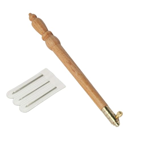 Stickhaken, Holzgriff, inkl. Nadel (0,8 mm, 1,0 mm, 1,2 mm), Häkelnadel für Pailletten, Perlen, Stricken, Perlenstickerei von BLNGET