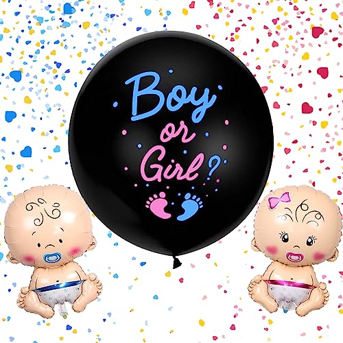 BLOOMWIN Gender Reveal Ballon 91cm/36 Zoll mit Herz Konfetti + Baby Junge und Mädchen Große Folienballons, Boy or Girl Gender Reveal Party Deko Babyparty Rosa und Blau BLOOMWIN Gender Reveal Ballon 91cm/36 Zoll mit Herz Konfetti + Baby Junge und Mädchen Große Folienballons, Boy or Girl Gender Reveal Party Deko Babyparty Rosa und Blau von BLOOMWIN