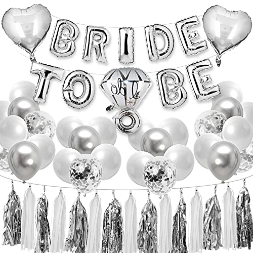 BLOOMWIN JGA Deko Frauen Silber Luftballons Set Junggesellenabschied Dekoration Accessoires Bride To Be Ballon Girlande Folienballons Quasten Konfetti Luftballons BLOOMWIN JGA Deko Frauen Silber Luftballons Set Junggesellenabschied Dekoration Accessoires Bride To Be Ballon Girlande Folienballons Quasten Konfetti Luftballons von BLOOMWIN