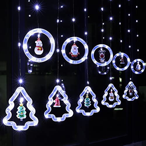 BLOOMWIN Lichterkette Fenster 3M Lichterkettenvorhang- 8 Modi Lichterketten Weihnachten- Lichterkette Weihnachtsdeko Fenster Beleuchtet- LED Lichterketten Vorhang- USB Weihnachtsbeleuchtung Kaltweiß von BLOOMWIN