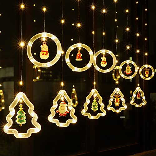 BLOOMWIN Lichterkette Fenster 3M Lichterkettenvorhang- 8 Modi Lichterketten Weihnachten- Lichterkette Weihnachtsdeko Fenster Beleuchtet- LED Lichterketten Vorhang- USB Weihnachtsbeleuchtung Warmweiß von BLOOMWIN