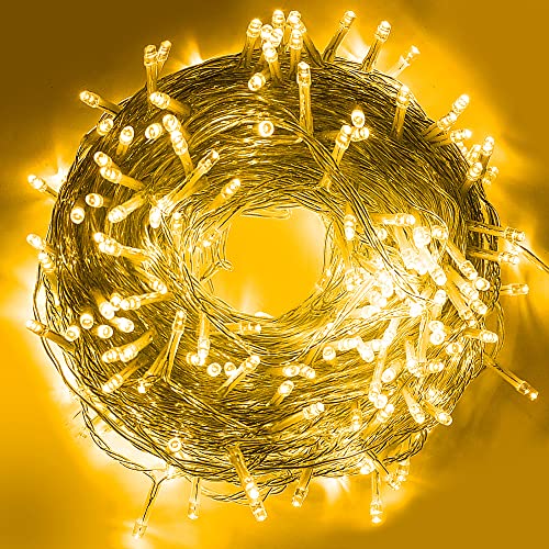 BLOOMWIN Lichterkette Strom Außen 50m 300LEDS Warmweiß, Lichterkette Weihnachtsbaum mit Stecker Aussen Innen 31V, Outdoor Lichterketten Wetterfest Balkon Garten, Beleuchtung Weihnachten Hochzeit von BLOOMWIN