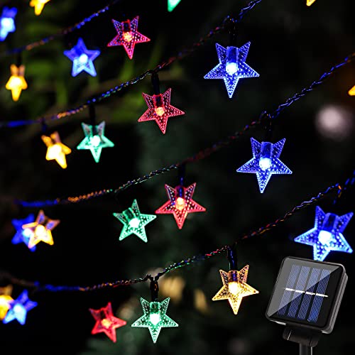 BLOOMWIN Solar Lichterketten Sterne LED Lichterkette Außen Garten Stern Bunt Solar Beleuchtung Sterne für Party, Weihnachten, Outdoor, Fest Deko Weihnachtsbeleuchtung Weihnachtsdeko Bunt von BLOOMWIN