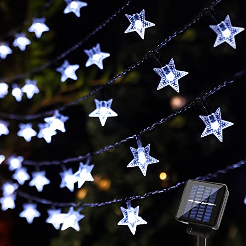 BLOOMWIN Solar Lichterketten Sterne LED Lichterkette Außen Garten Stern Kaltweiß Solar Beleuchtung Sterne für Party, Weihnachten, Outdoor, Fest Deko Weihnachtsbeleuchtung Weihnachtsdeko Kaltweiß von BLOOMWIN