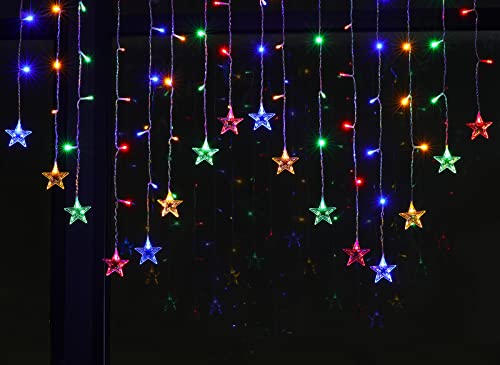 BLOOMWIN Sterne Lichterkette Weihnachten Bunt 2x1M, Lichtervorhang Weihnachtsbeleuchtung Fenster, Lichterkette Weihnachtsdeko Fenster Innen, 8 Modi 104 LEDs USB Lichterkettenvorhang BLOOMWIN Sterne Lichterkette Weihnachten Bunt 2x1M, Lichtervorhang Weihnachtsbeleuchtung Fenster, Lichterkette Weihnachtsdeko Fenster Innen, 8 Modi 104 LEDs USB Lichterkettenvorhang von BLOOMWIN