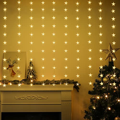 BLOOMWIN Sterne Lichterketten 3x1M Lichterkette Fenster- 8 Modi Weihnachts Fenster Beleuchtet- DIY Weihnachtsdeko Fenster Beleuchtet- USB Lichterketten Vorhang- Lichtervorhang Warmweiß IP44 von BLOOMWIN