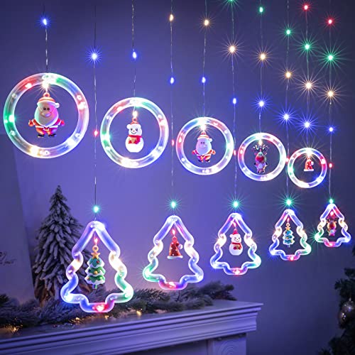 BLOOMWIN Weihnachtsbeleuchtung Lichterkette Fenster Innen, Ring- und Weihnachtsbaum Lichtervorhang mit Weihnachtsschmuck, Lichterkettenvorhang fensterbeleuchtung 3m 8 Modi USB Bunt BLOOMWIN Weihnachtsbeleuchtung Lichterkette Fenster Innen, Ring- und Weihnachtsbaum Lichtervorhang mit Weihnachtsschmuck, Lichterkettenvorhang fensterbeleuchtung 3m 8 Modi USB Bunt von BLOOMWIN