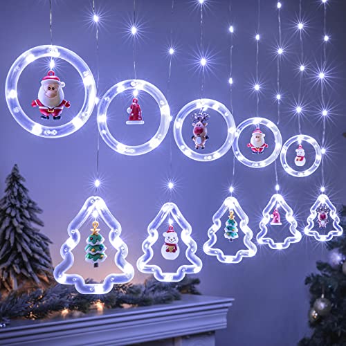 BLOOMWIN Weihnachtsbeleuchtung Lichterkette Fenster Innen, Ring- und Weihnachtsbaum Lichtervorhang mit Weihnachtsschmuck, Lichterkettenvorhang fensterbeleuchtung 3m 8 Modi USB Kaltweiß BLOOMWIN Weihnachtsbeleuchtung Lichterkette Fenster Innen, Ring- und Weihnachtsbaum Lichtervorhang mit Weihnachtsschmuck, Lichterkettenvorhang fensterbeleuchtung 3m 8 Modi USB Kaltweiß von BLOOMWIN