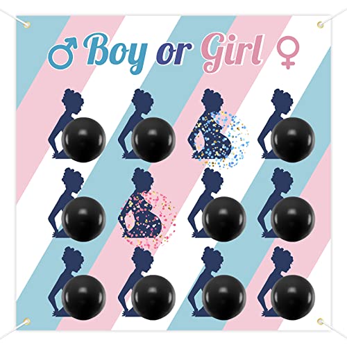 Gender Reveal Party Spiele - BLOOMWIN Gender Reveal Ideen - Baby Gender Reveal Party Deko - Babyparty Geschlechtsverkündung Ratespiel - Boy or Girl Darts Ballons and Board Game von BLOOMWIN