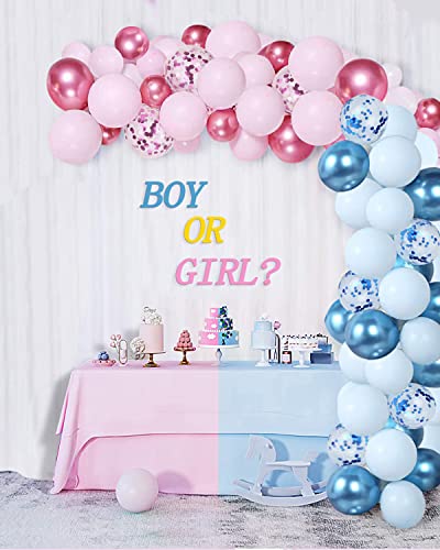 Luftballons Girlande Blau Rosa, BLOOMWIN Gender Reveal Party Dekoration mit Blau Rosa Latexballon, Metallic Luftballon, Ballonbogen Set für Baby Shower Junge oder Mädchen Geburtstag Hochzeit Deko von BLOOMWIN