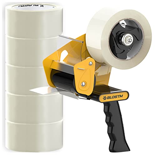 BLOSTM Abroller Paketband & 6 Rollen Klebeband Klar - 48mm x 66mm, Paketklebeband Abroller für Umzug, Versiegeln von Paketboxen BLOSTM Abroller Paketband & 6 Rollen Klebeband Klar - 48mm x 66mm, Paketklebeband Abroller für Umzug, Versiegeln von Paketboxen von BLOSTM