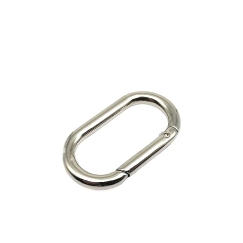 5 Stück ovaler Feder-O-Ring, zu öffnende Ledertasche, Handtasche, Schnalle, verbinden Sie Schlüsselanhänger, Anhänger, Schlüssel, Hundekette, Schnappverschluss, Clip-Karabiner (Color : Silver, Size von BLPOTA