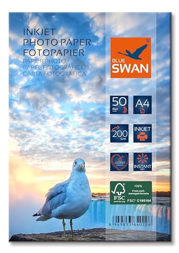 100 Blatt Fotopapier A4 200g hochglanz wasserfest einseitig hochglanz (A4 200g) von BLUE SWAN