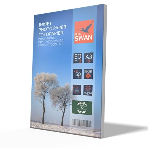 BLUE SWAN 50 Blatt Fotopapier A3 150g hochglanz wasserfest einseitig von BLUE SWAN