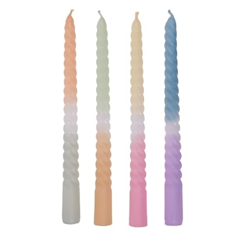 Konische Kerze mit Farbverlauf – Geschenkbox mit 2-4 Kerzen, dekorative Kerzen, Kerzenständer, Tischkerze, ca. 23 x 2 cm (4, konische Kerze, verdrehte Farben) von BLUECHOLON