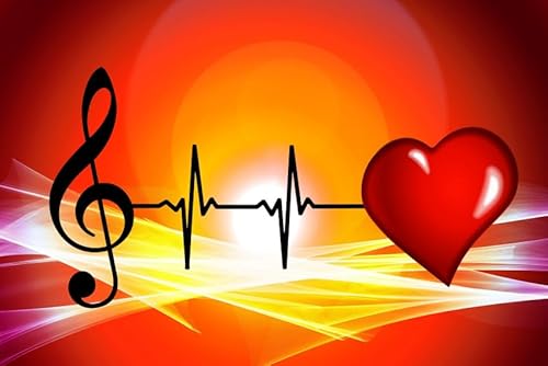 BLUEMEX Diamond Painting Bild, Heartbeat, runde BZW. eckige Steine, 35 Farben, 40x60cm, Vollbild (eckige Steine) von BLUEMEX