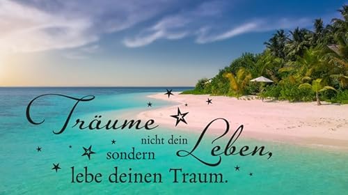 BLUEMEX Diamond Painting Bild, Lebe Deinen Traum, Tropenstrand, 60 Farben, runde Steinchen, 60x110cm, Vollbild von BLUEMEX