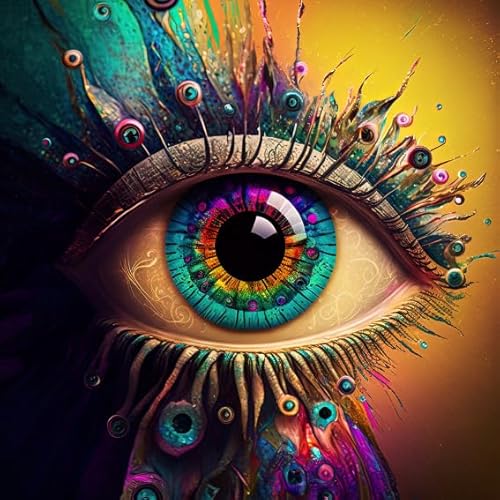 BLUEMEX Diamond Painting Bild, Midjourney A.i Art - Colorful Eye, runde BZW. eckige Steine, 60 Farben, 70x70cm, Vollbild (runde Steine) von BLUEMEX