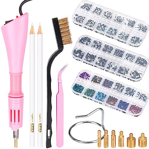 Hotfix Applikator, Strasssteine Applikator Werkzeug Hotfix Strass Applikator Set mit 7 Applikatorspitzen & Hotfix Strasssteine Glitzersteine für Textilien Stoff Craft Hotfix Applikator, Strasssteine Applikator Werkzeug Hotfix Strass Applikator Set mit 7 Applikatorspitzen & Hotfix Strasssteine Glitzersteine für Textilien Stoff Craft von BLUESEABUY