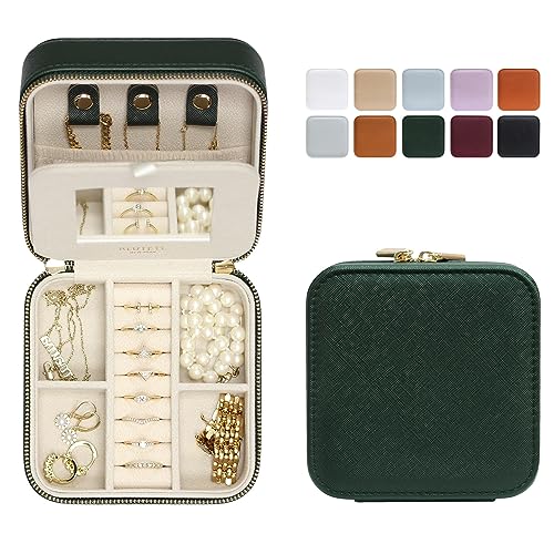 Reise-Schmuckschatulle aus Saffiano-Leder mit Spiegel | tragbare Schmucktasche mit Reißverschluss | mehrere Fächer Schmuck-Organizer für Frauen | Beliebtes Geschenk Schmuckschatulle Ringe Ohrringe Reise-Schmuckschatulle aus Saffiano-Leder mit Spiegel | tragbare Schmucktasche mit Reißverschluss | mehrere Fächer Schmuck-Organizer für Frauen | Beliebtes Geschenk Schmuckschatulle Ringe Ohrringe von BLUTETE