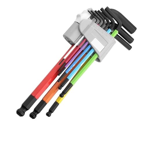 BLacOh Werkzeug Allen Key Set L Wrench Kit for Allen Schraube 9PCS Lange Arm Hex Key Set Hexagon Spanner Hand Werkzeuge for Fahrrad Reparatur SchraubenschlüSsel Set(Lengthened Ball head-01) von BLacOh