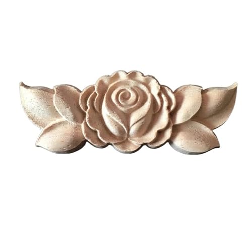BLacOh Zierleisten Holz Rose Floral Holz geschnitzt Aufkleber Ecke Applikation dekorieren Rahmen Wand Türen Möbel Holzfiguren Schrank dekorative Handwerke Holzornamente (Size : 4PC) von BLacOh