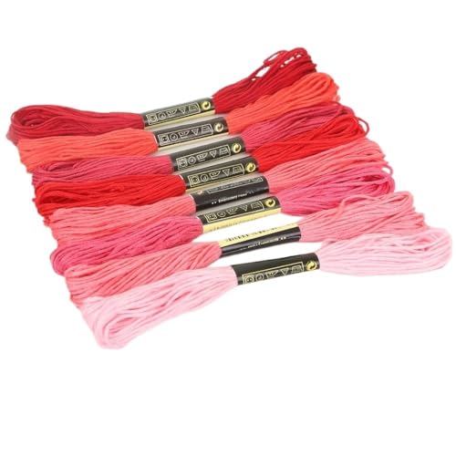 Stickgarn 8 Stück/Beutel pro kleiner Stange 7,5 m und farbiger Kreuzstichfaden for Kleidung, Nähzubehör und Stoffe Stickgarn Set(Color:Red) von BLacOh