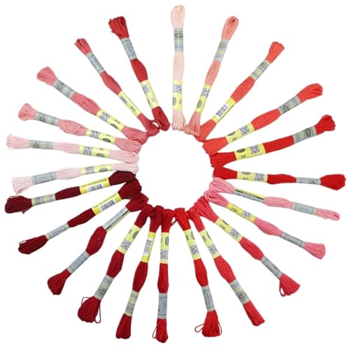 Stickgarn Rote und rosa Farbe, 12 Stränge, Set, 8 Meter, Sticktwist aus merzerisierter Baumwolle, Kreuzstichgarn, 70 Farben erhältlich Stickgarn Set(Color:150) von BLacOh