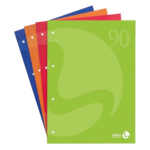 BM BeMore 0100227 Block mit gelochten Farben, A4, Lineatur 1R, liniert ohne Rand, 50 Blatt, 10 Stück, verschiedene Farben von BM BeMore